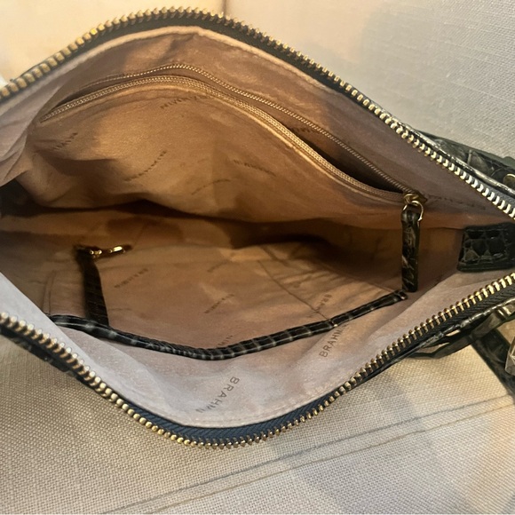 Brahmin Black Crossbody Bag with Crocodile Embossed Texture - Picture 2 of 5
